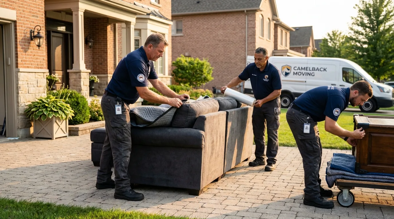 Large estate moving crew wrapping furniture in Logansport, LA